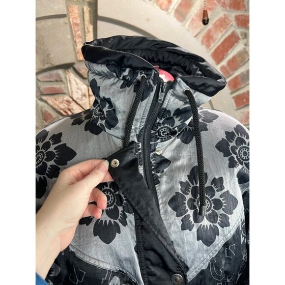 Ski Suit 1980s vintage snow suit black gray floral - Picture 15 of 16